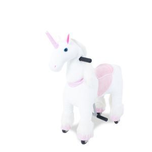 Kijana giro unicorno sul giocattolo bianco / rosa piccolo