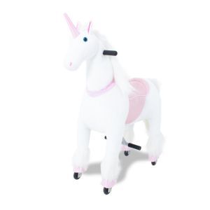 Kijana giro unicorno sul giocattolo bianco / rosa grande